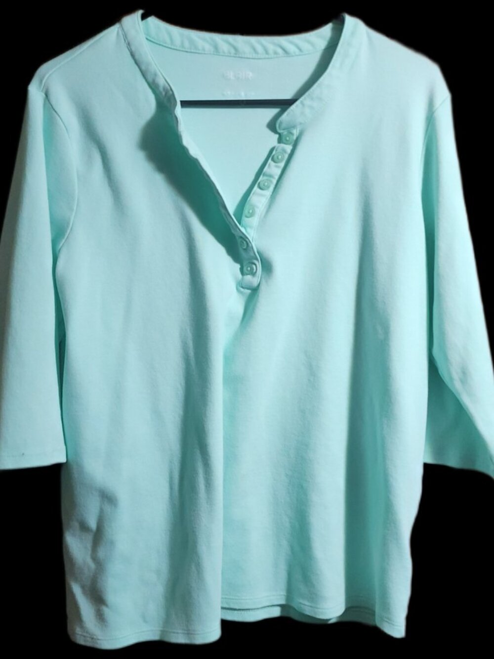 Blair Mint / Seafoam Green Button-Front Henley Top Size L